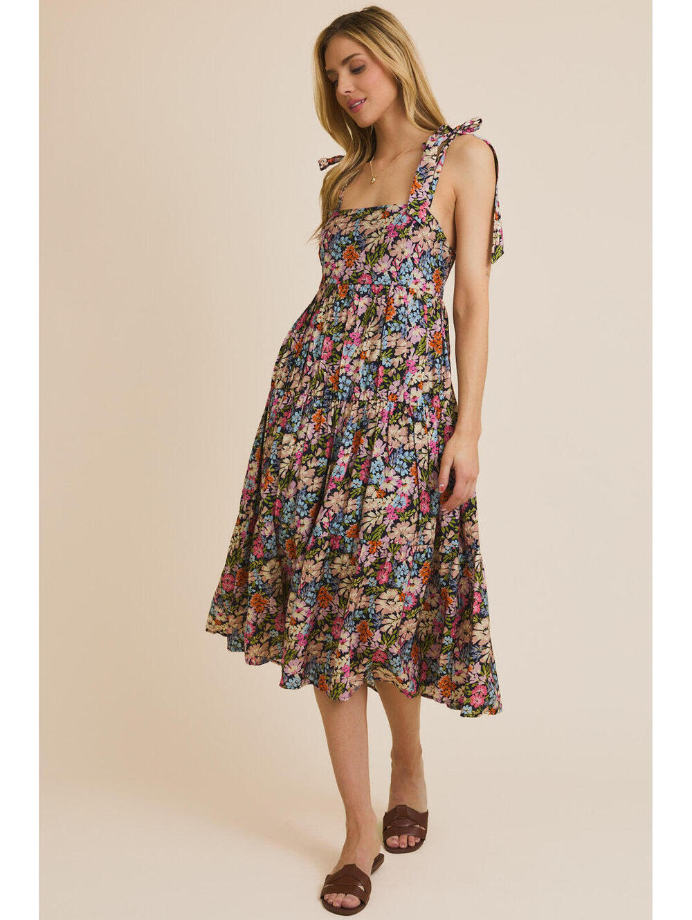 Wildflower Whimsy Tie-Strap Dress